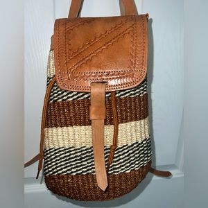 African Sisal Boho Style Medium Size Backpack